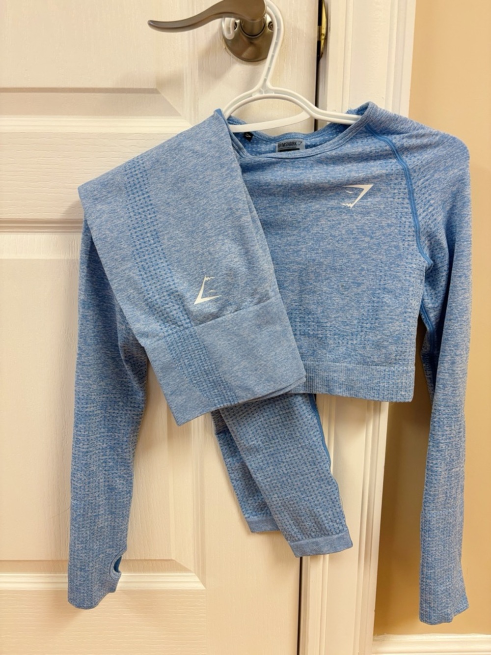 Gymshark Light Blue Seamless Crop Top & Leggings Set